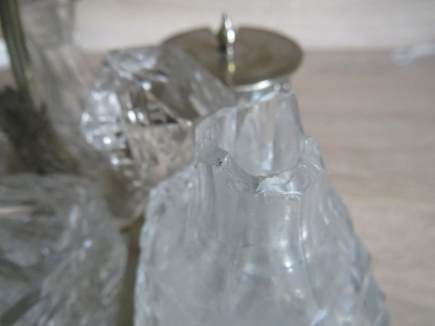 Antique Silver Plated & Cut Glass Cruet Stand