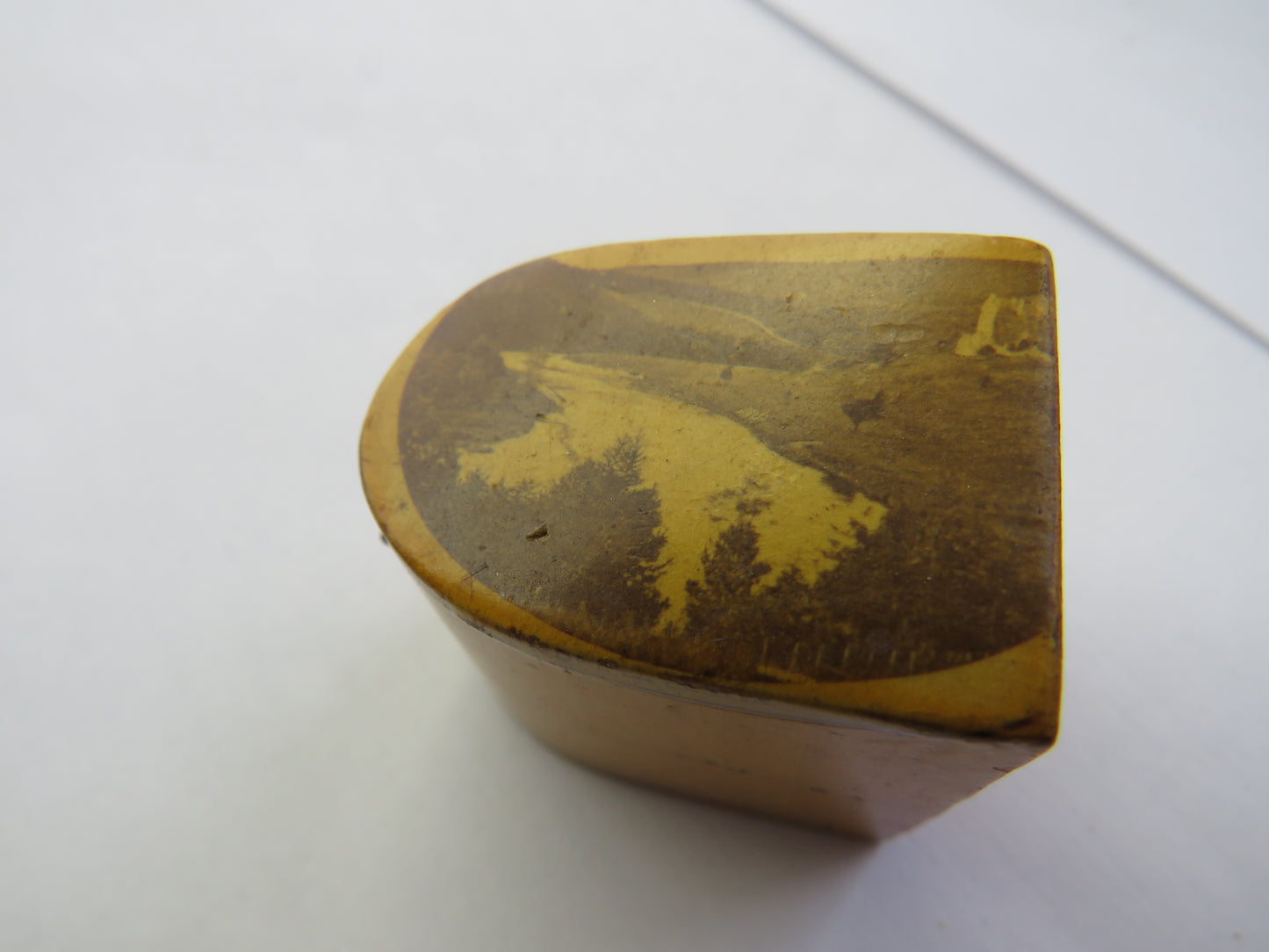 Antique Mauchline Ware Thimble Case "Neidpath Castle"