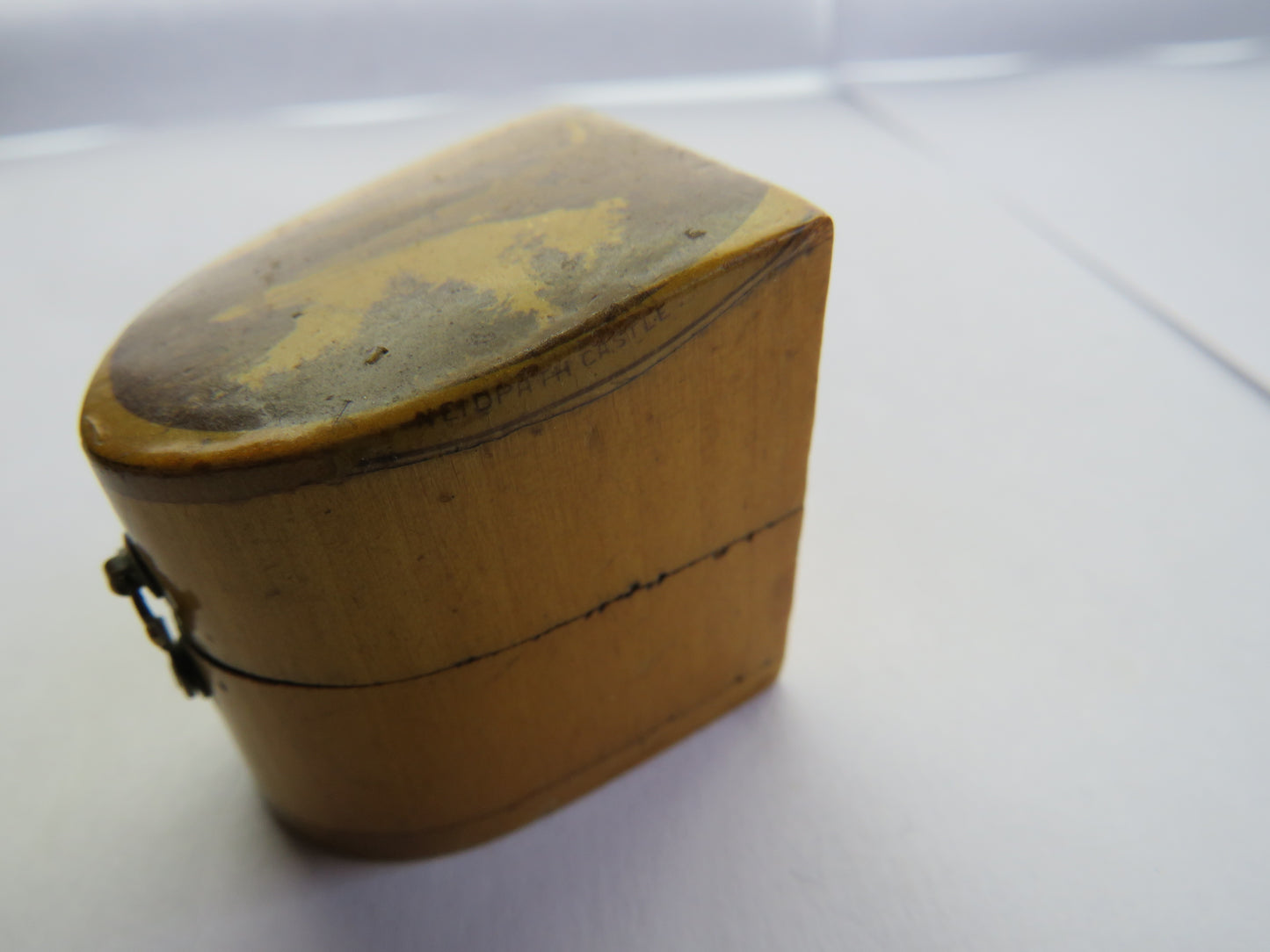 Antique Mauchline Ware Thimble Case "Neidpath Castle"