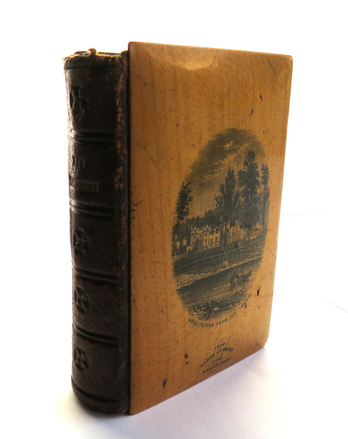 Antique Mauchline Transfer Ware Bible "New Testament" Abbotsford From The Tweed
