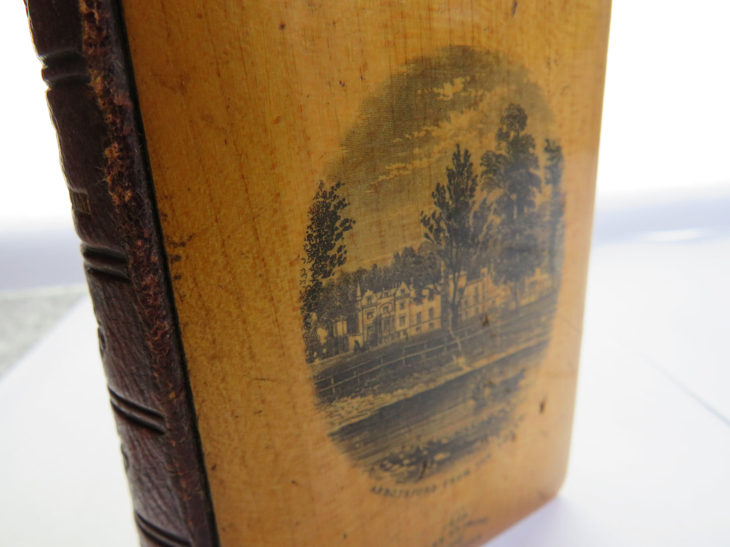 Antique Mauchline Transfer Ware Bible "New Testament" Abbotsford From The Tweed