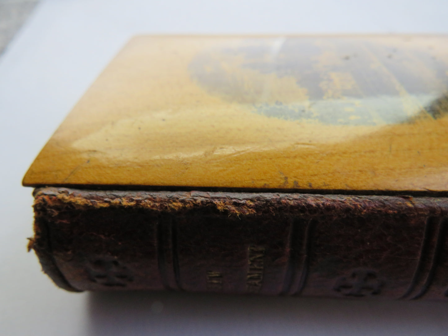 Antique Mauchline Transfer Ware Bible "New Testament" Abbotsford From The Tweed