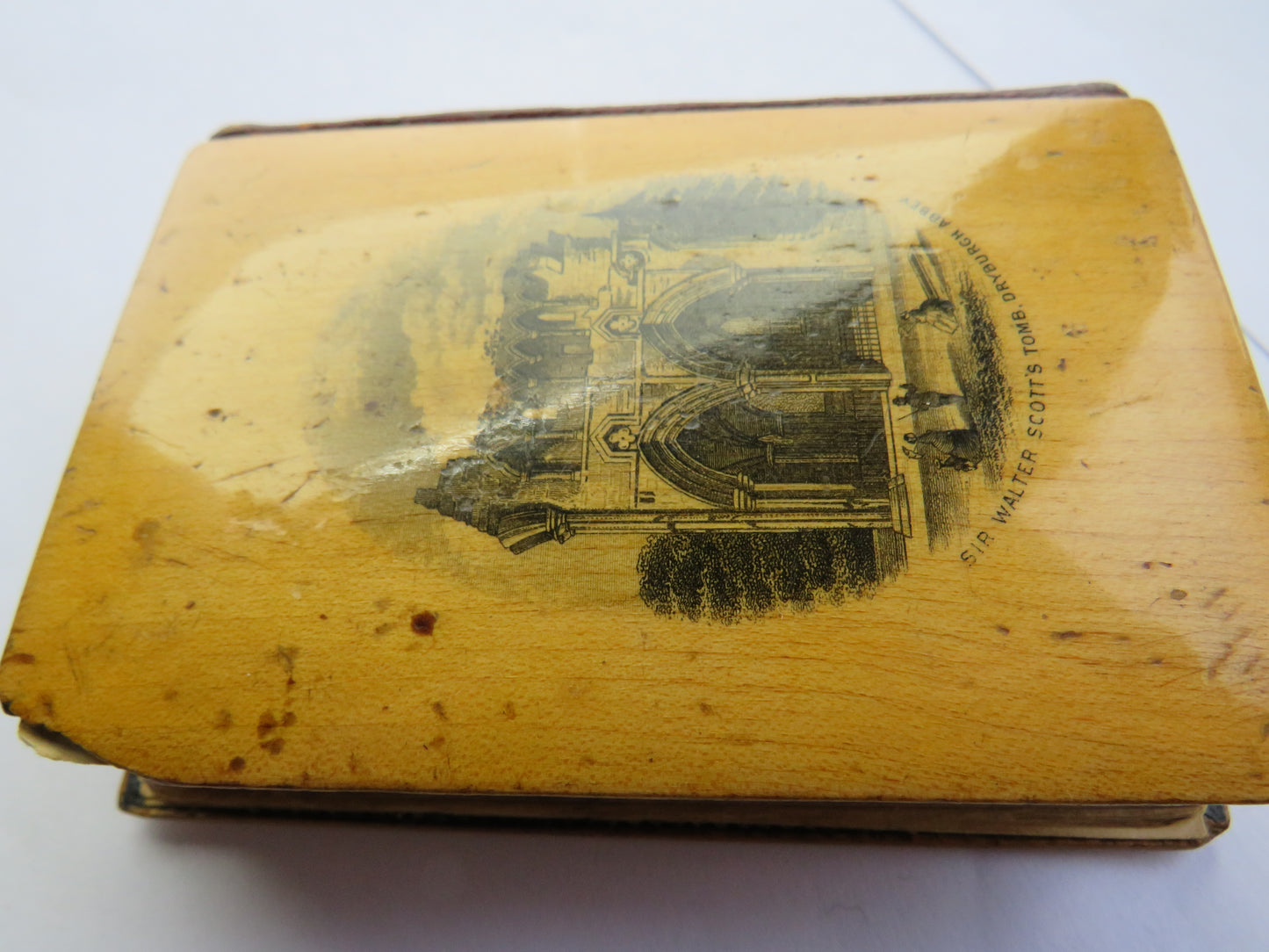 Antique Mauchline Transfer Ware Bible "New Testament" Abbotsford From The Tweed