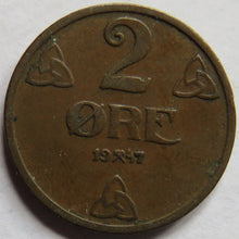 Load image into Gallery viewer, 1947 Norway 2 Ore Coin
