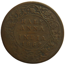 Load image into Gallery viewer, 1862 Queen Victoria India Half-Anna Coin
