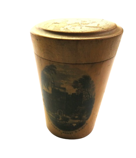 Antique Mauchline Transfer Ware Glass Holder "The Bonnie House O'Airlie"