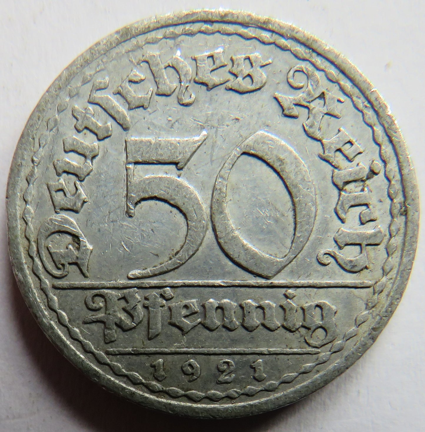 1921-A Germany - Weimar Republic 50 Pfennig Coin