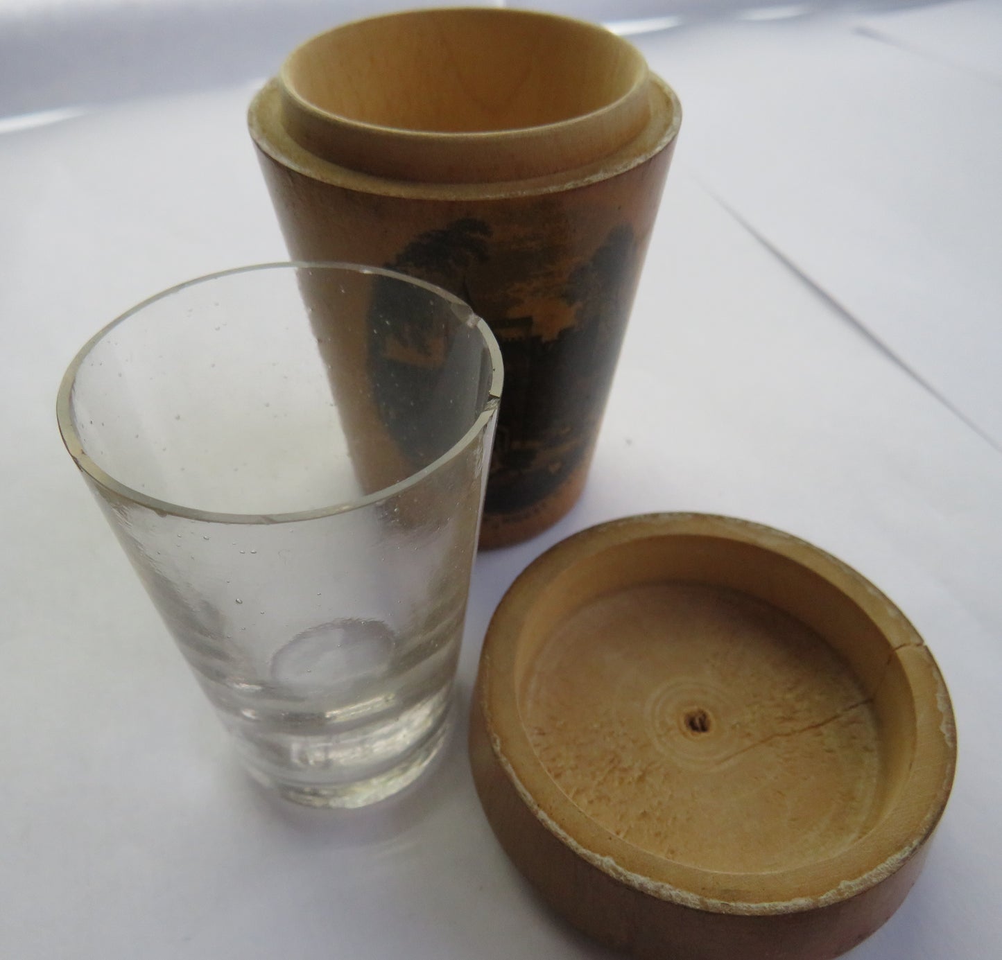 Antique Mauchline Transfer Ware Glass Holder "The Bonnie House O'Airlie"