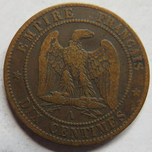 Load image into Gallery viewer, 1861-A France Napoleon 10 Centimes Coin
