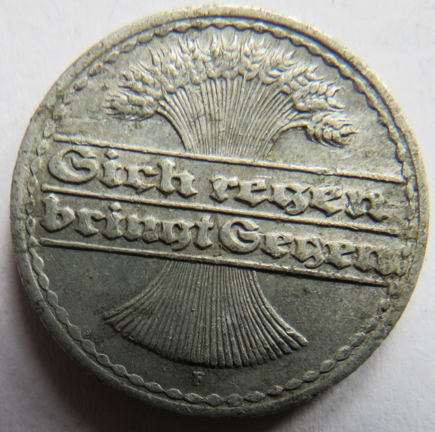 1921-F Germany - Weimar Republic 50 Pfennig Coin