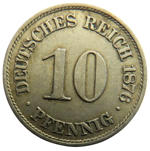 1876-A Germany 10 Pfennig Coin