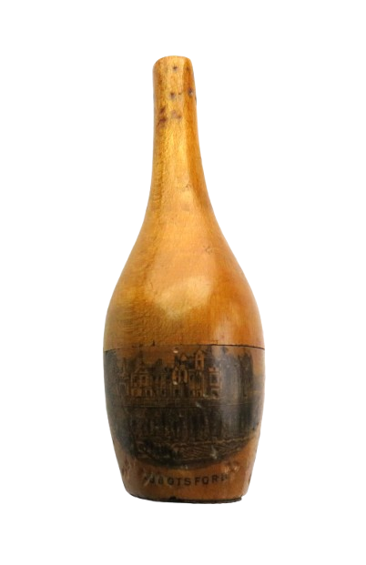 Antique Mauchline Transfer Ware Sewing Thread Holder "Abbotsford" Made From Wood Grown Near Abbotsford
