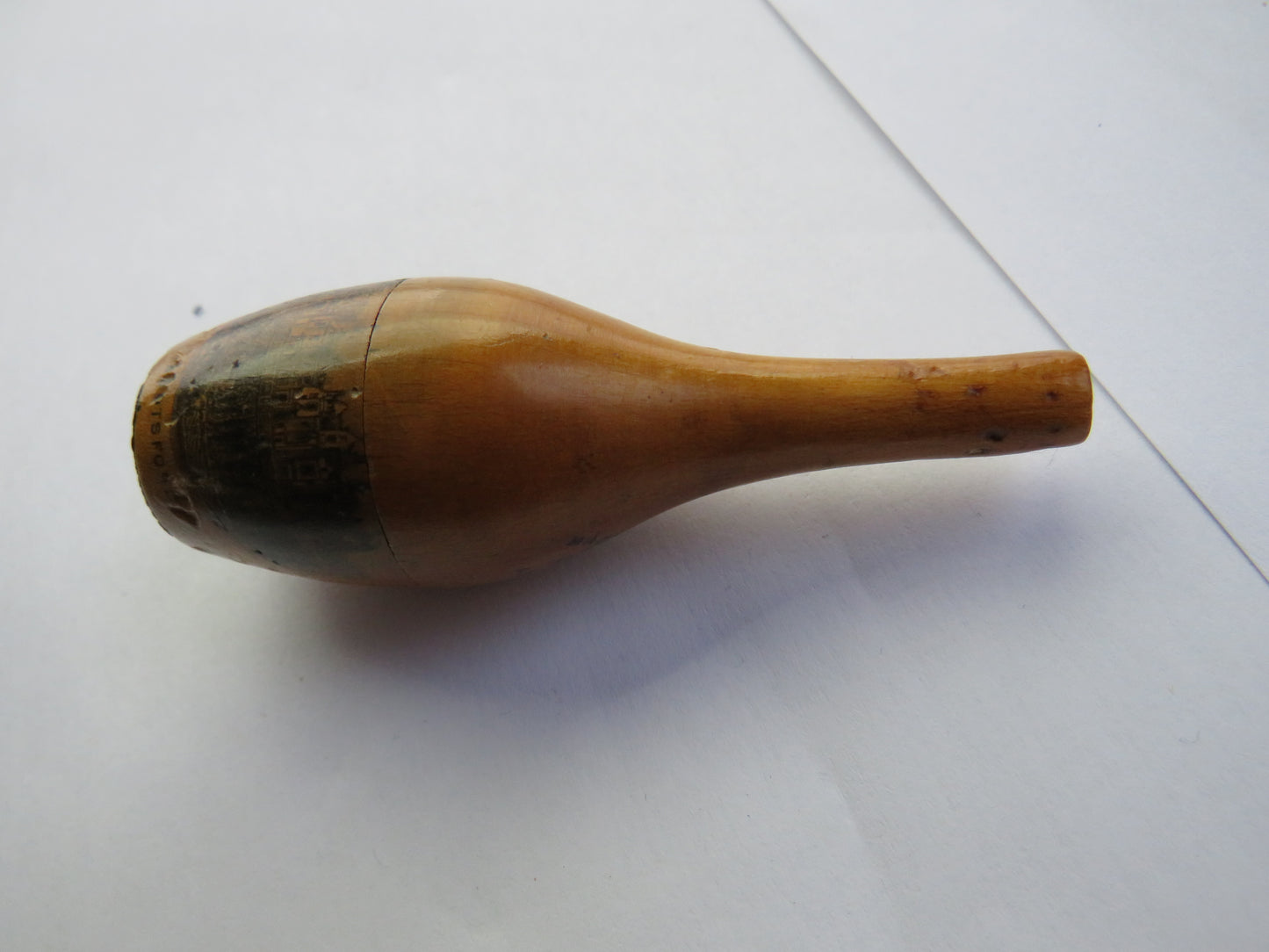Antique Mauchline Transfer Ware Sewing Thread Holder "Abbotsford" Made From Wood Grown Near Abbotsford