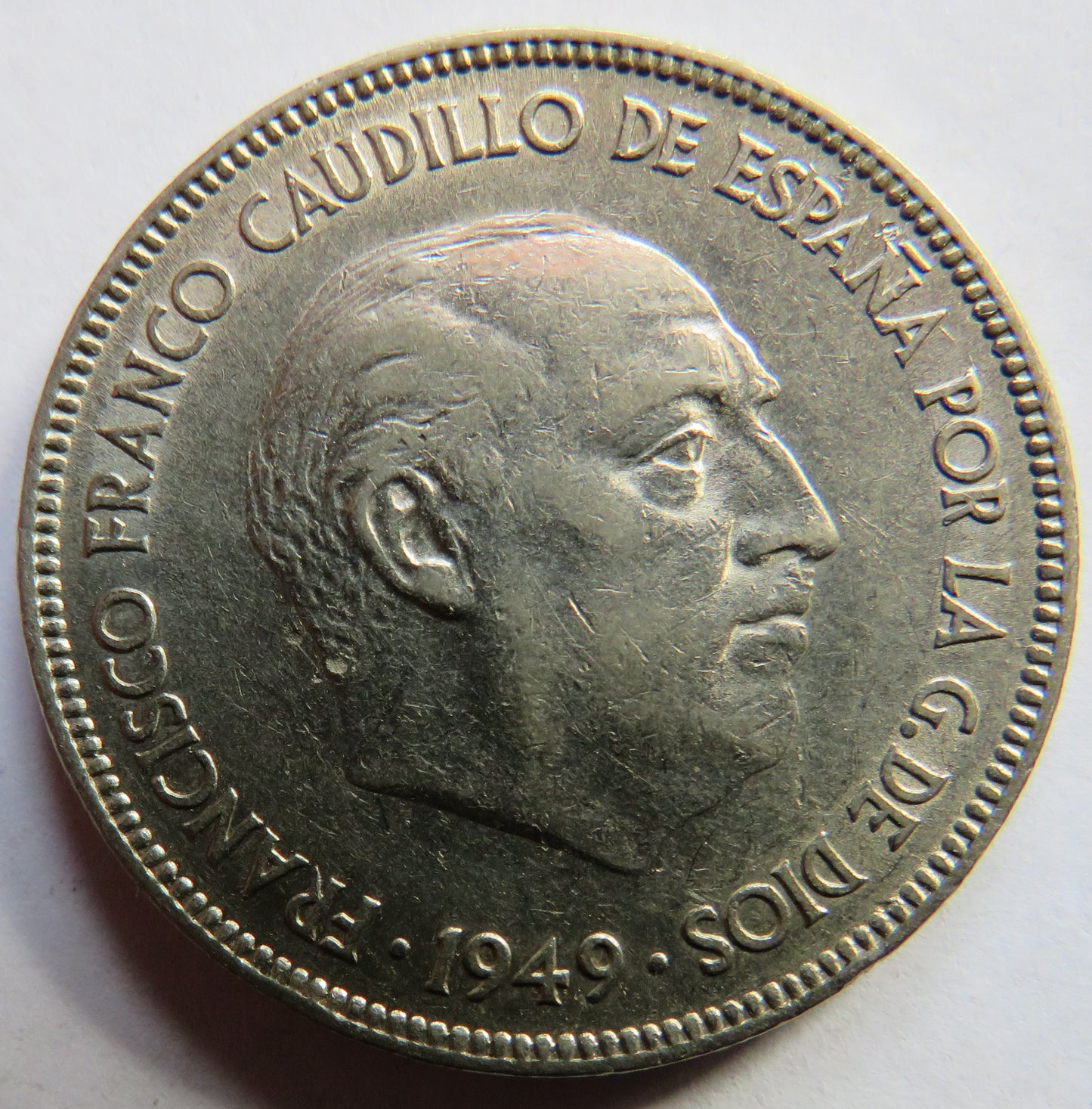 1949 Spain 5 Pesetas Coin