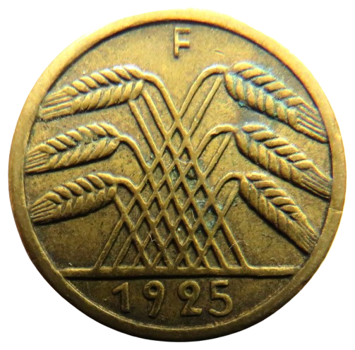 1925-F Germany - Weimar Republic 5 Reichspfennig Coin