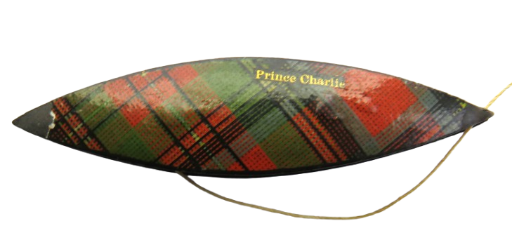 Antique Victorian Mauchline Tartan Ware Tatting Shuttle "Prince Charlie"