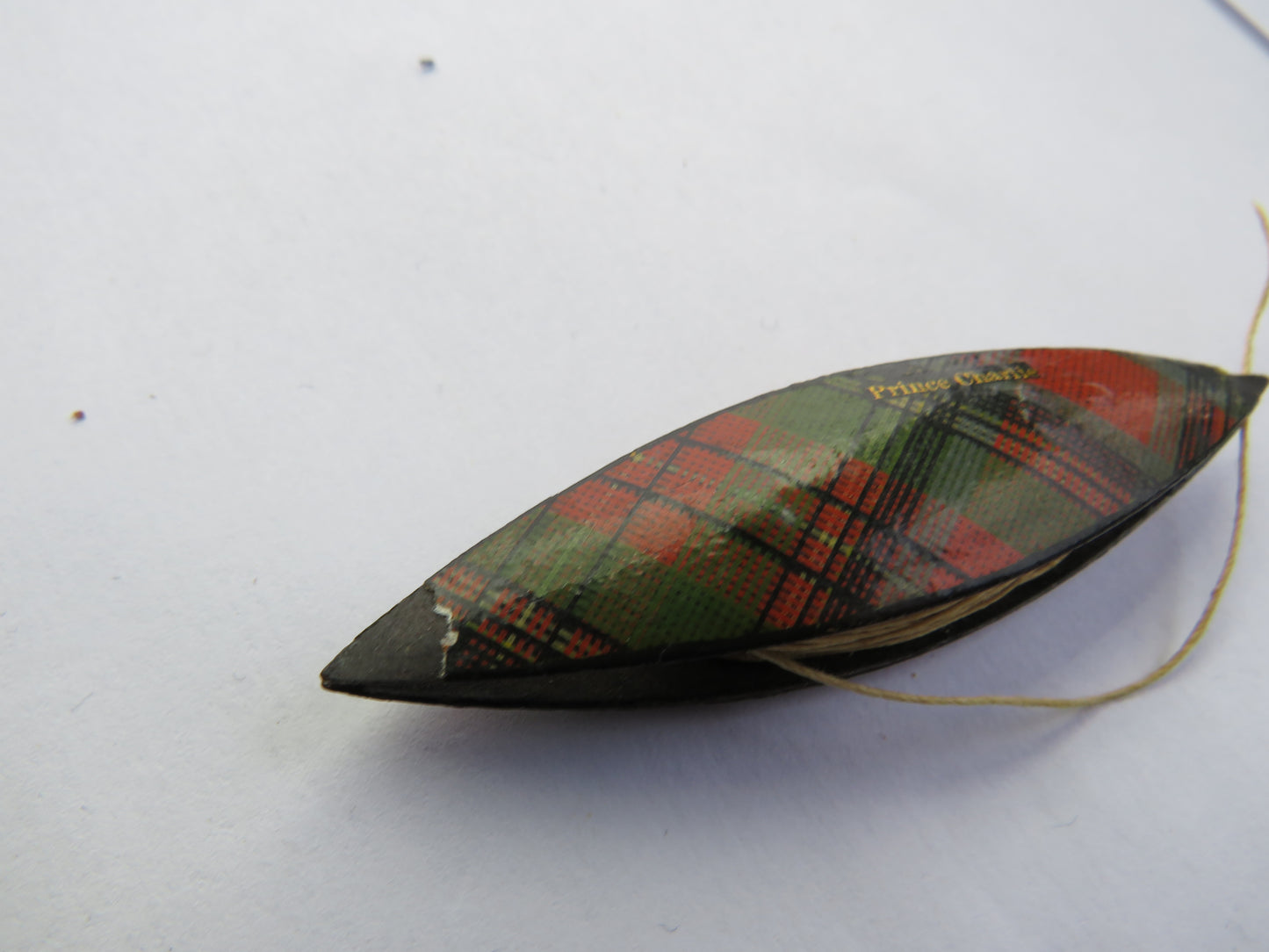 Antique Victorian Mauchline Tartan Ware Tatting Shuttle "Prince Charlie"