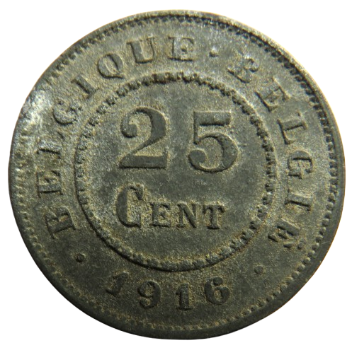 1916 Belgium 25 Centimes Coin