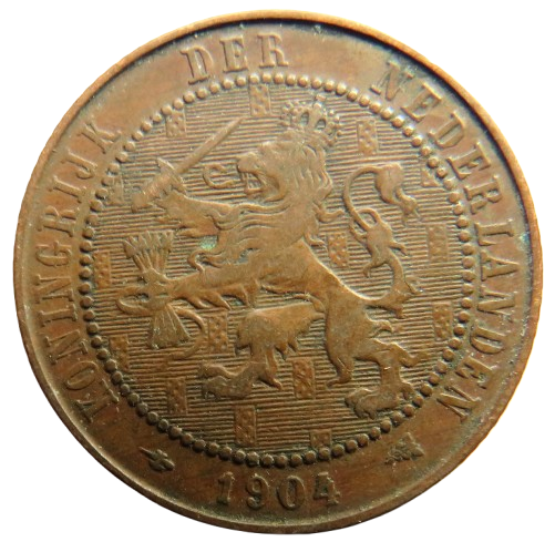 1904 Netherlands 2 & 1/2 Cent Coin