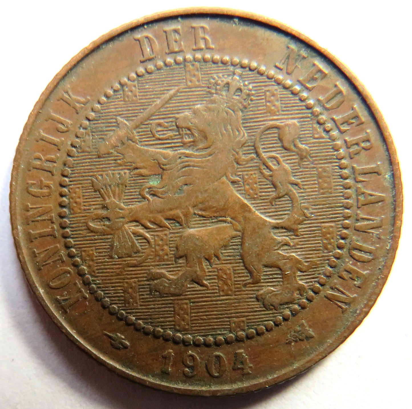 1904 Netherlands 2 & 1/2 Cent Coin