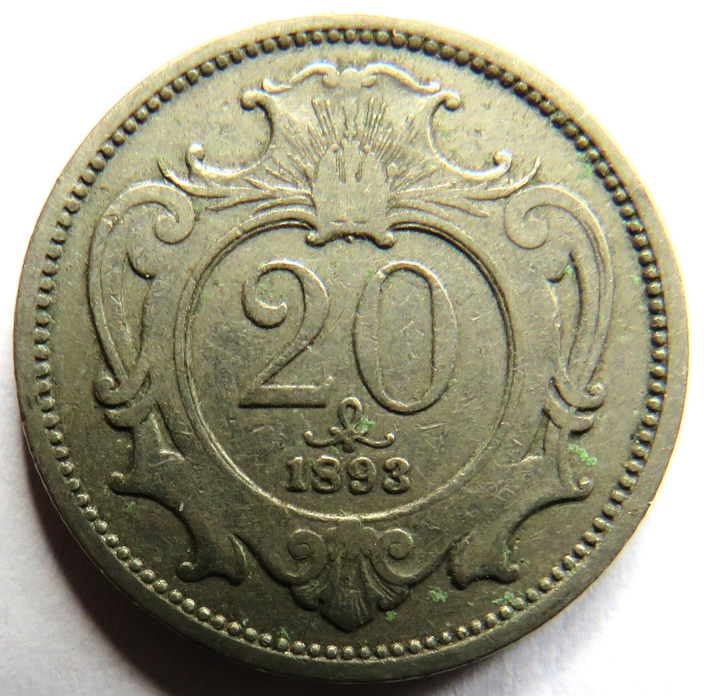 1893 Austria 20 Heller Coin