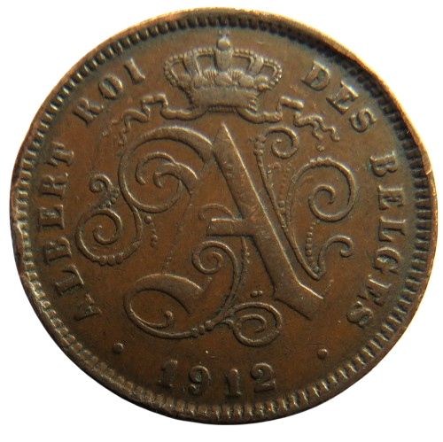1912 Belgium 2 Centimes Coin