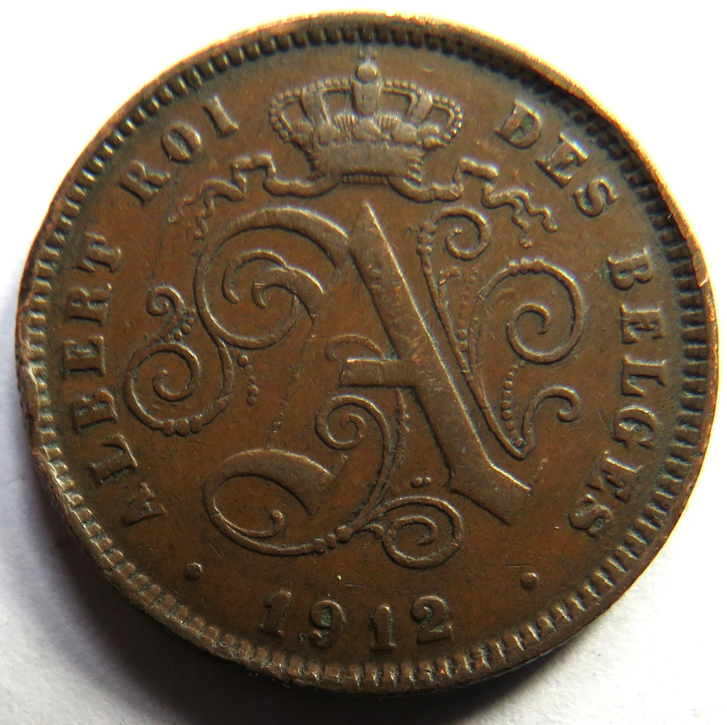 1912 Belgium 2 Centimes Coin
