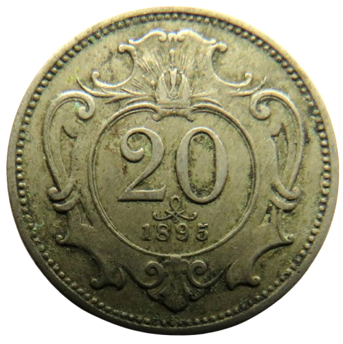 1895 Austria 20 Heller Coin