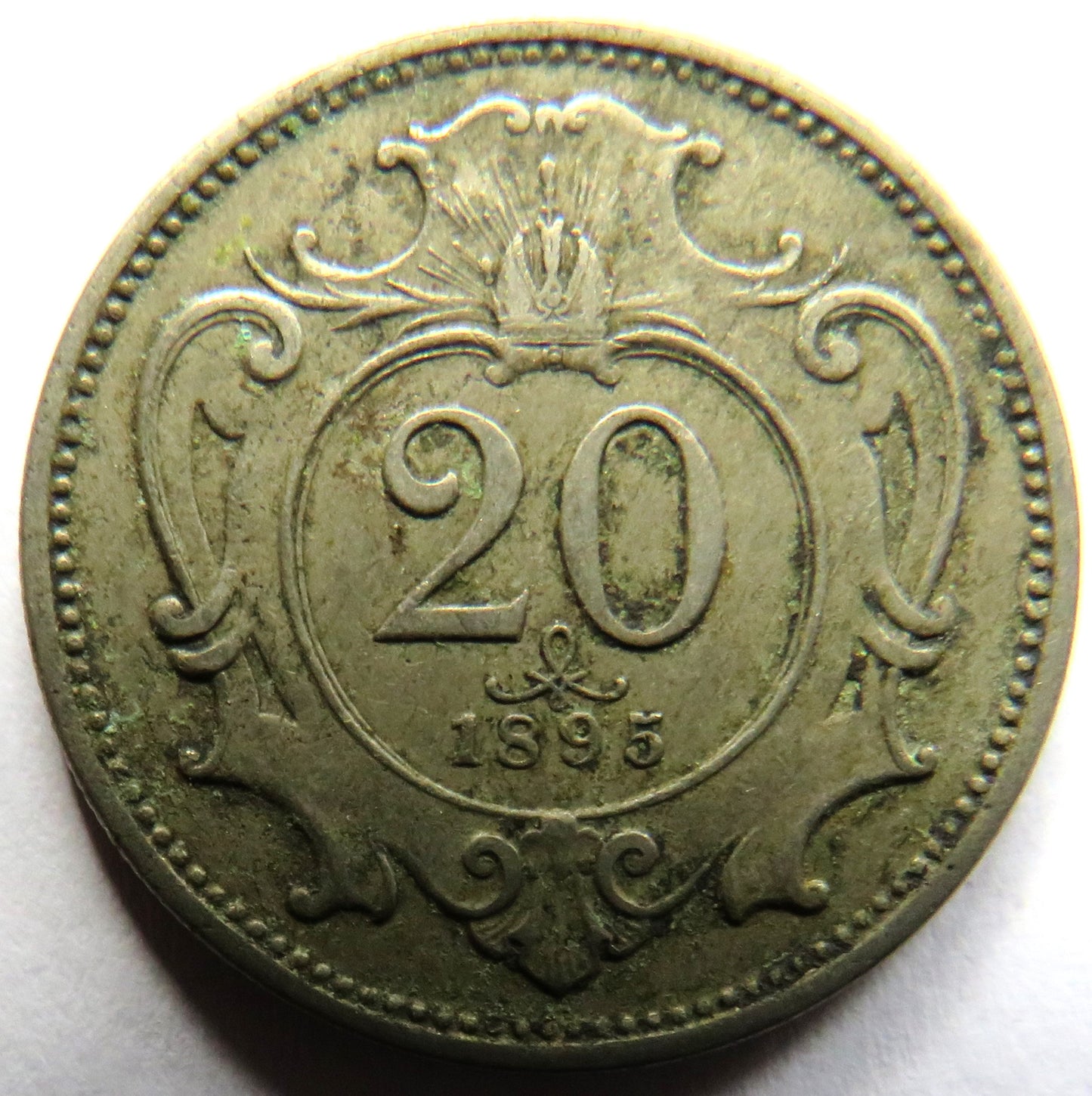 1895 Austria 20 Heller Coin