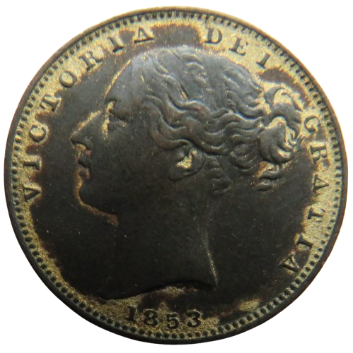 1853 Queen Victoria Young Head Farthing Coin - Great Britain