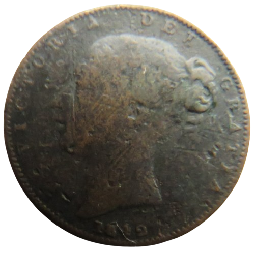 1842 Queen Victoria Young Head Farthing Coin - Great Britain