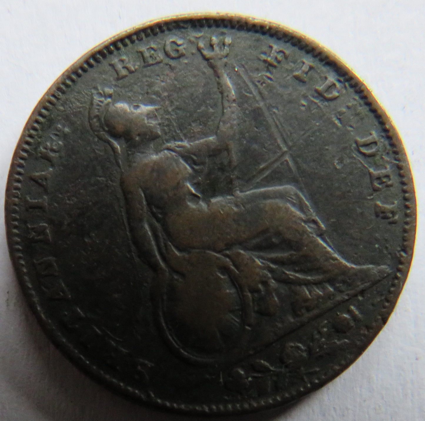 1842 Queen Victoria Young Head Farthing Coin - Great Britain