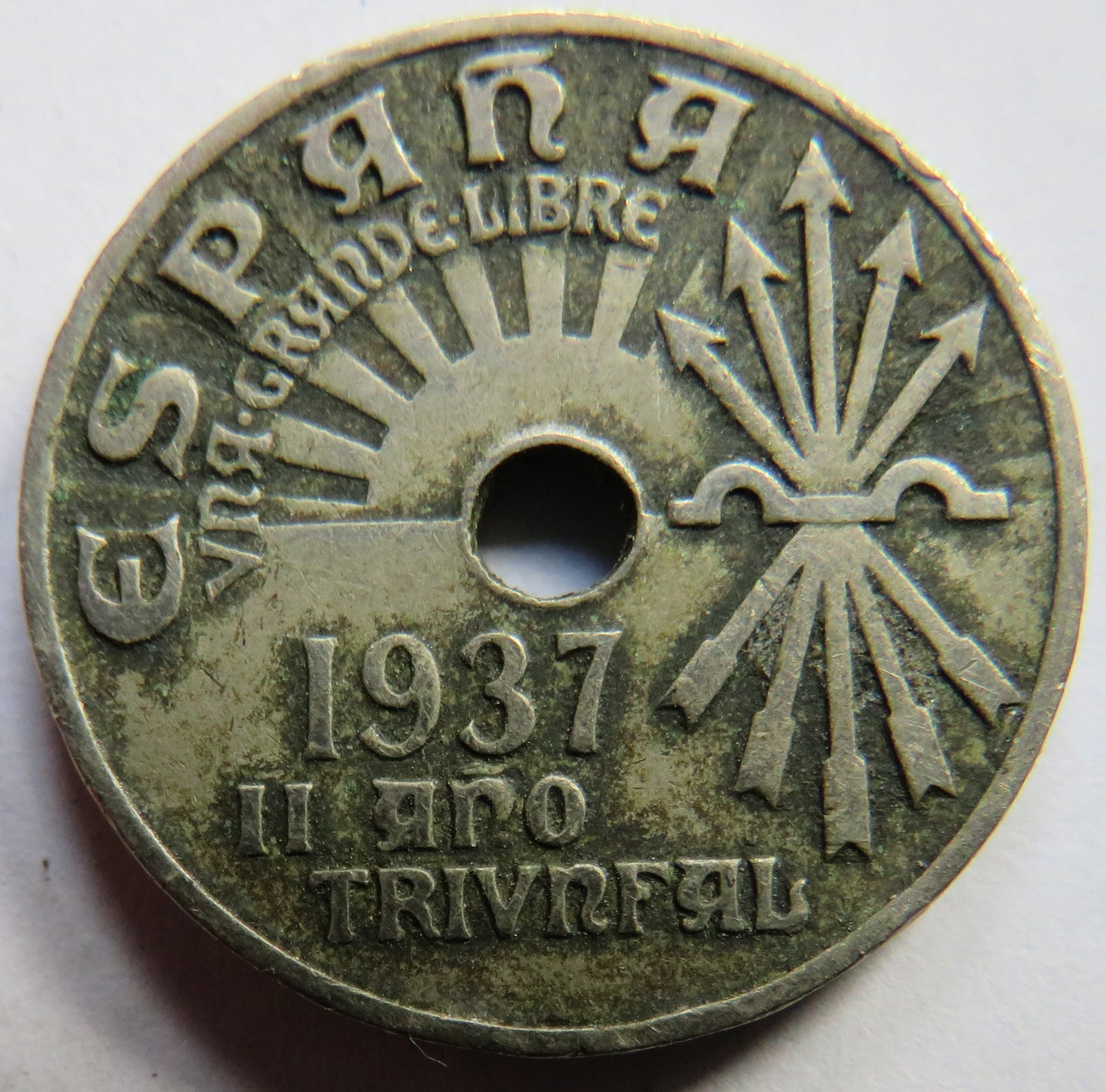 1937 Spain 25 Centimos Coin