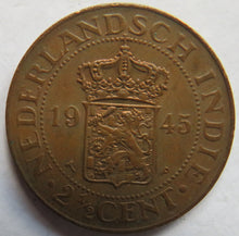 Load image into Gallery viewer, 1945 Netherlands East Indies 2 &amp; 1/2 Cents Coin
