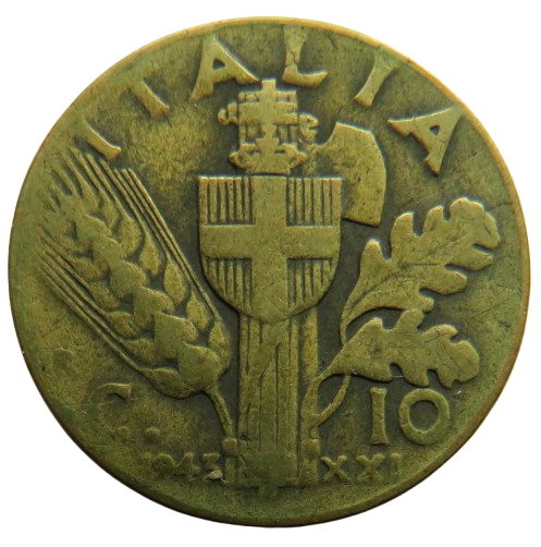 1943 Italy 10 Centesimi Coin