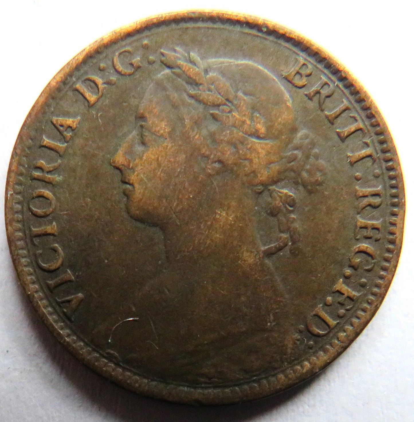 1888 Queen Victoria Bun Head Farthing Coin - Great Britain