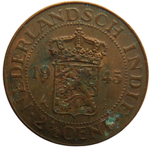 Load image into Gallery viewer, 1945 Netherlands East Indies 2 &amp; 1/2 Cents Coin
