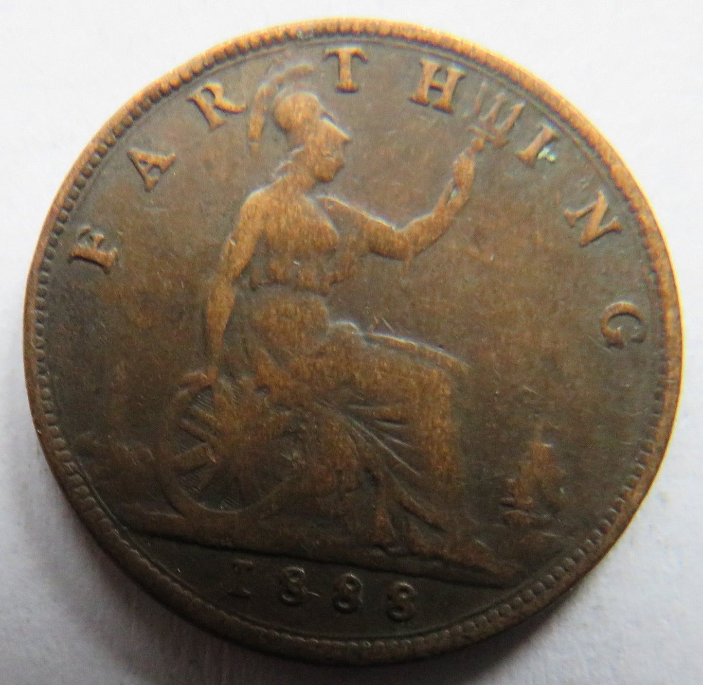 1888 Queen Victoria Bun Head Farthing Coin - Great Britain