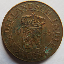 Load image into Gallery viewer, 1945 Netherlands East Indies 2 &amp; 1/2 Cents Coin
