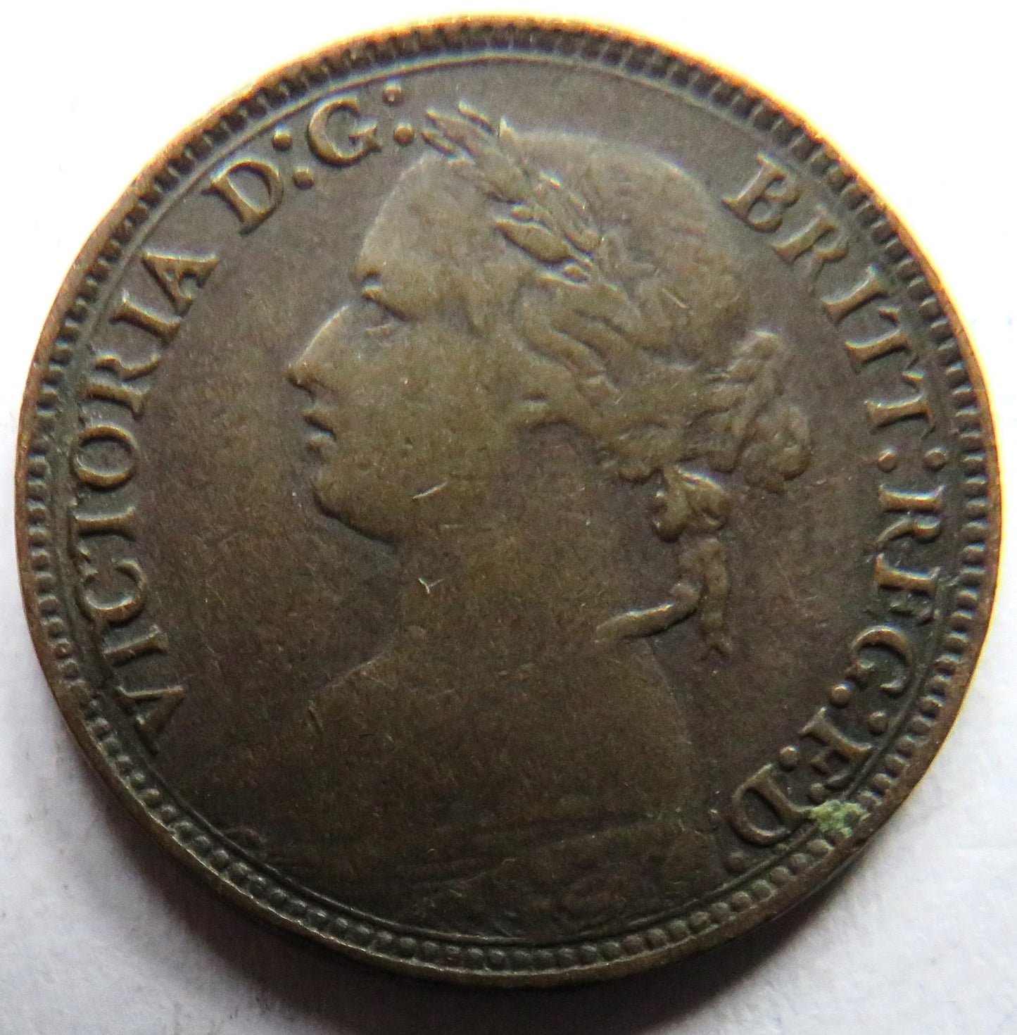 1874-H Queen Victoria Bun Head Farthing Coin - Great Britain