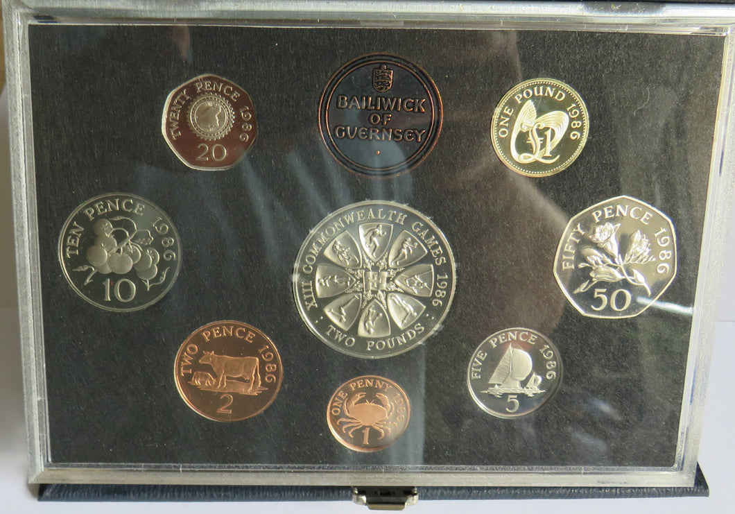 1986 Bailiwick of Guernsey Proof Set Coin Collection