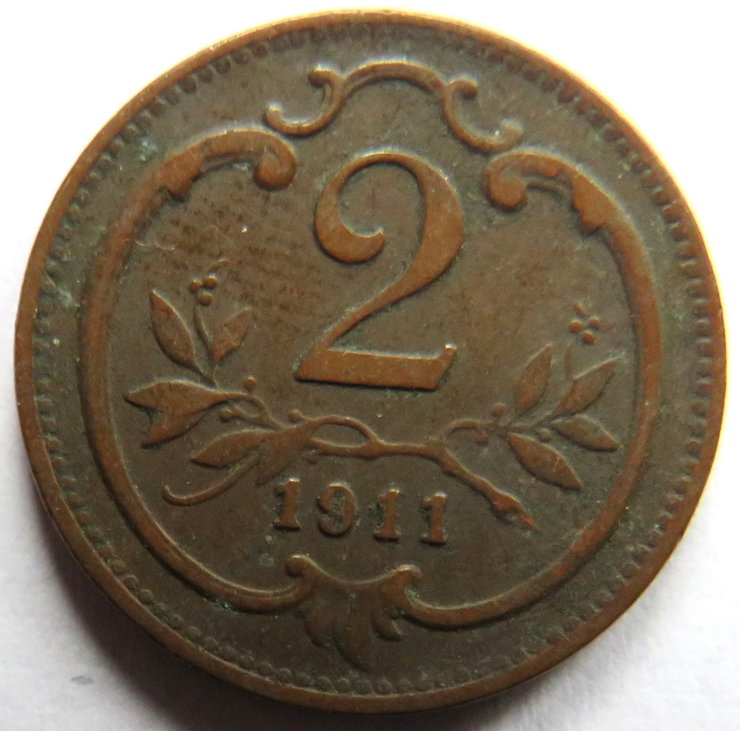 1911 Austria 2 Heller Coin