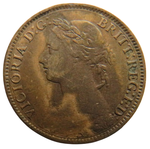 1884 Queen Victoria Bun Head Farthing Coin - Great Britain
