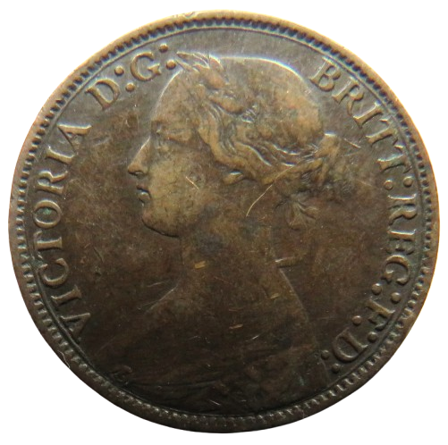 1873 Queen Victoria Bun Head Farthing Coin - Great Britain