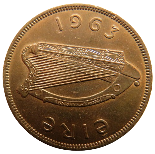 1963 Ireland Eire One Penny Coin