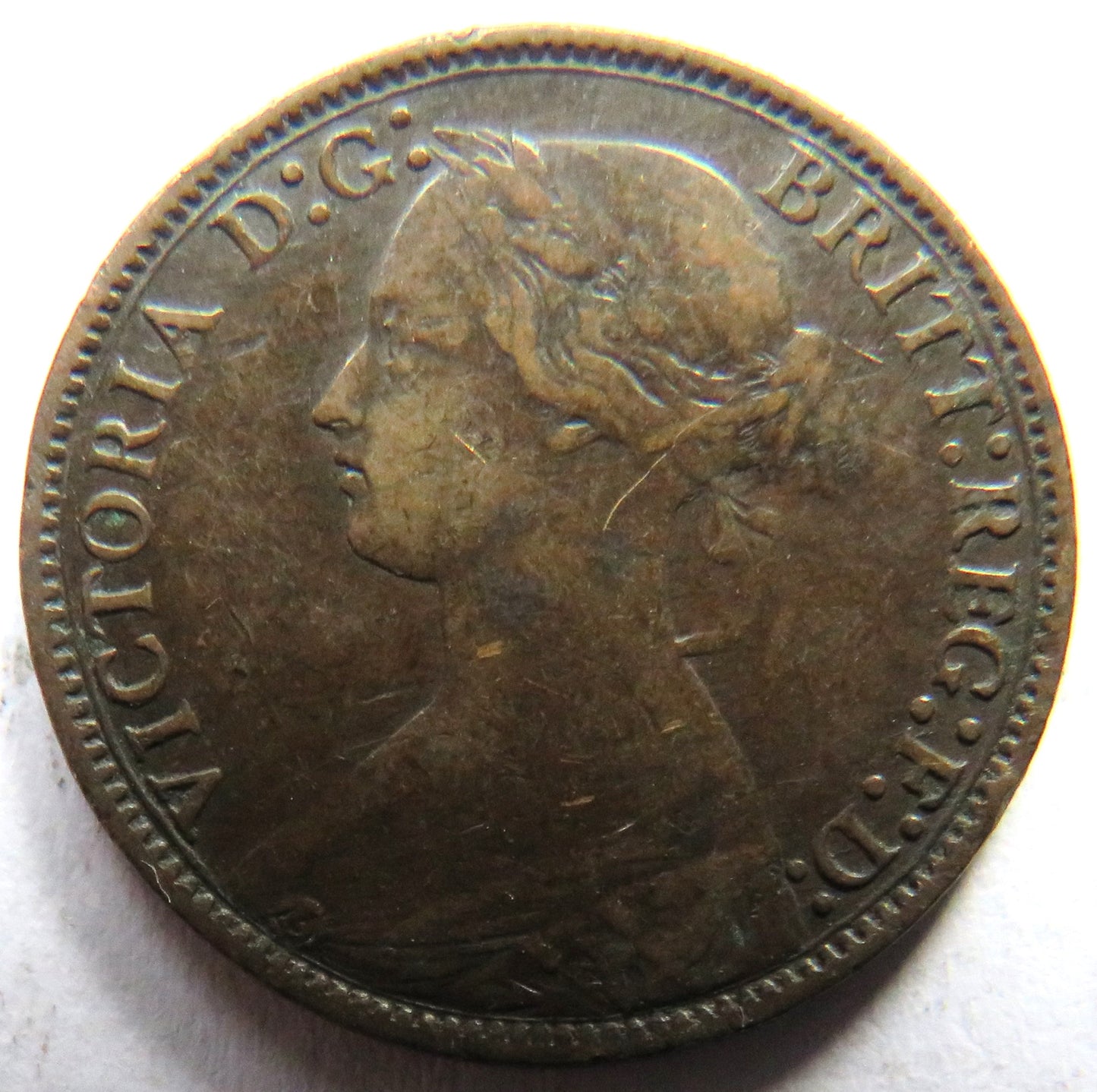 1873 Queen Victoria Bun Head Farthing Coin - Great Britain