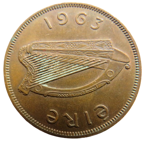 1963 Ireland Eire One Penny Coin