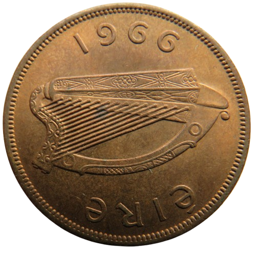 1966 Ireland Eire One Penny Coin In Higher Grade