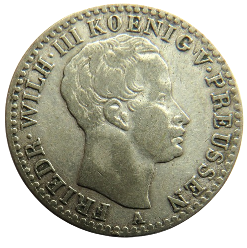 1822-A German States Prussia Silver 1/6th Thaler Coin