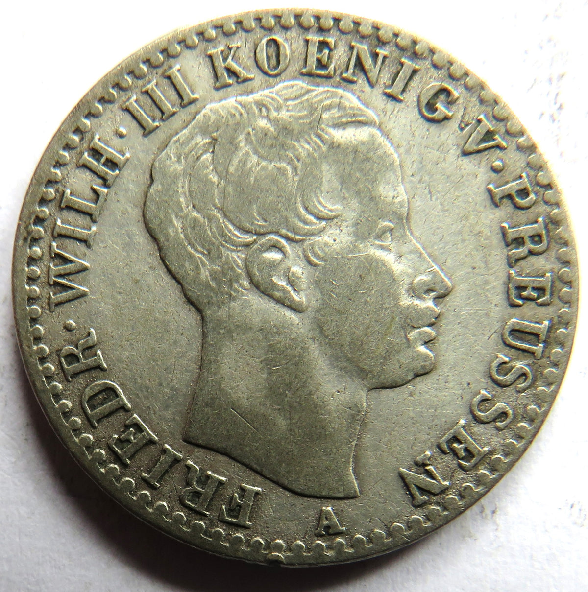 1822-A German States Prussia Silver 1/6th Thaler Coin